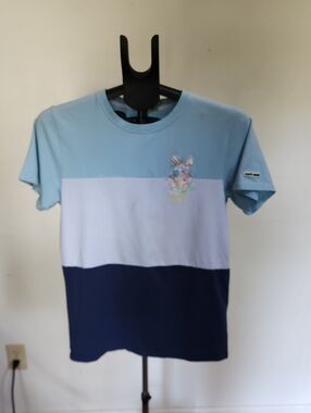 Boy's Lucky Charm Pastel Blue & Navy Colorblock Tee with Bunny Patch